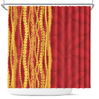 Hawaii Prince Kuhio Shower Curtain Red Hawaiian Lau Maia With Leis
