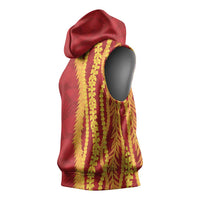 Hawaii Prince Kuhio Sleeveless Hoodie Red Hawaiian Lau Maia With Leis