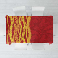 Hawaii Prince Kuhio Tablecloth Red Hawaiian Lau Maia With Leis