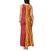 Hawaii Prince Kuhio Tank Maxi Dress Red Hawaiian Lau Maia With Leis