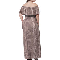 Hawaii Prince Kuhio Family Matching Off Shoulder Maxi Dress and Hawaiian Shirt Mocha Hawaiian Lau Maia With Leis LT05 - Polynesian Pride