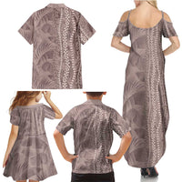 Hawaii Prince Kuhio Family Matching Summer Maxi Dress and Hawaiian Shirt Mocha Hawaiian Lau Maia With Leis LT05 - Polynesian Pride