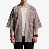 Hawaii Prince Kuhio Kimono Mocha Hawaiian Lau Maia With Leis