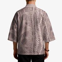 Hawaii Prince Kuhio Kimono Mocha Hawaiian Lau Maia With Leis