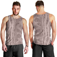 Hawaii Prince Kuhio Men Tank Top Mocha Hawaiian Lau Maia With Leis