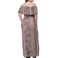 Hawaii Prince Kuhio Off Shoulder Maxi Dress Mocha Hawaiian Lau Maia With Leis