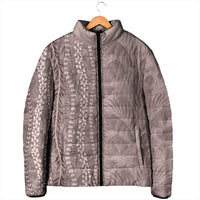 Hawaii Prince Kuhio Padded Jacket Mocha Hawaiian Lau Maia With Leis