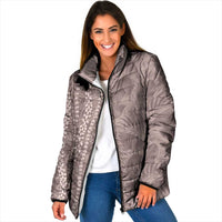 Hawaii Prince Kuhio Padded Jacket Mocha Hawaiian Lau Maia With Leis