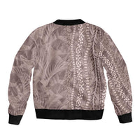 Hawaii Prince Kuhio Sleeve Zip Bomber Jacket Mocha Hawaiian Lau Maia With Leis