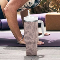 Hawaii Prince Kuhio Tumbler With Handle Mocha Hawaiian Lau Maia With Leis