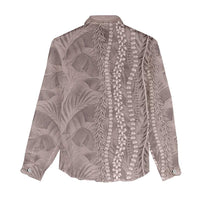 Hawaii Prince Kuhio Women Casual Shirt Mocha Hawaiian Lau Maia With Leis