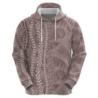 Hawaii Prince Kuhio Zip Hoodie Mocha Hawaiian Lau Maia With Leis