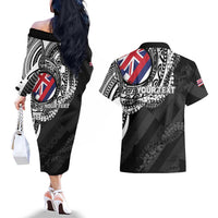 Personalised Hawaii Prince Kuhio Couples Matching Off The Shoulder Long Sleeve Dress and Hawaiian Shirt Hawaiian Maile Lei