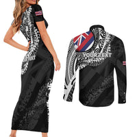 Personalised Hawaii Prince Kuhio Couples Matching Short Sleeve Bodycon Dress and Long Sleeve Button Shirt Hawaiian Maile Lei