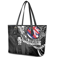 Hawaii Prince Kuhio Leather Tote Bag Hawaiian Maile Lei