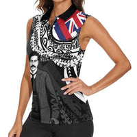 Personalised Hawaii Prince Kuhio Women Sleeveless Polo Shirt Hawaiian Maile Lei