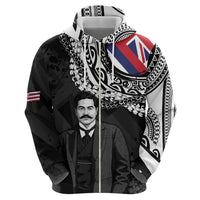 Personalised Hawaii Prince Kuhio Zip Hoodie Hawaiian Maile Lei