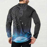 New Zealand Matariki Button Sweatshirt Pleiades Star Cluster Blue Galaxy