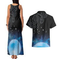 New Zealand Matariki Couples Matching Tank Maxi Dress and Hawaiian Shirt Pleiades Star Cluster Blue Galaxy LT05 - Polynesian Pride