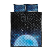 New Zealand Matariki Quilt Bed Set Pleiades Star Cluster Blue Galaxy