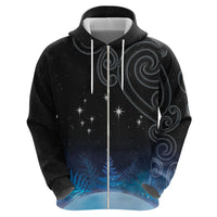 New Zealand Matariki Zip Hoodie Pleiades Star Cluster Blue Galaxy