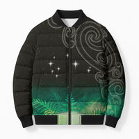 New Zealand Matariki Bomber Puffer Jacket Pleiades Star Cluster Green Galaxy