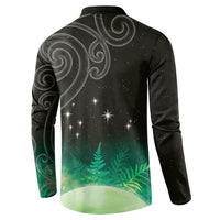 New Zealand Matariki Button Sweatshirt Pleiades Star Cluster Green Galaxy