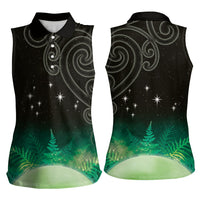 New Zealand Matariki Women Sleeveless Polo Shirt Pleiades Star Cluster Green Galaxy LT05 - Polynesian Pride