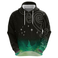 New Zealand Matariki Zip Hoodie Pleiades Star Cluster Green Galaxy