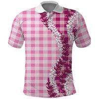 Pink Hawaii Palaka Polo Shirt Hawaiian Honohono Lei