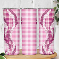 Pink Hawaii Palaka Skinny Tumbler Hawaiian Honohono Lei