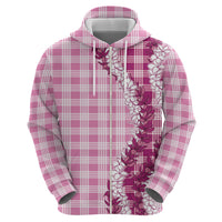 Pink Hawaii Palaka Zip Hoodie Hawaiian Honohono Lei