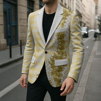 Yellow Hawaii Palaka Blazer Hawaiian Honohono Lei