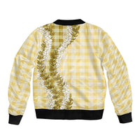 Yellow Hawaii Palaka Bomber Jacket Hawaiian Honohono Lei