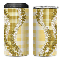 Yellow Hawaii Palaka 4 in 1 Can Cooler Tumbler Hawaiian Honohono Lei