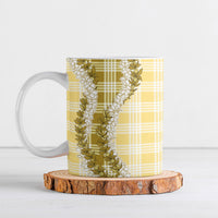 Yellow Hawaii Palaka Ceramic Mug Hawaiian Honohono Lei