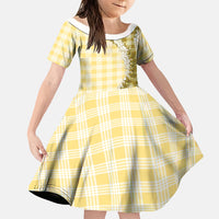 Yellow Hawaii Palaka Family Matching Long Sleeve Bodycon Dress and Hawaiian Shirt Hawaiian Honohono Lei LT05 Daughter's Dress Yellow - Polynesian Pride