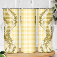Yellow Hawaii Palaka Skinny Tumbler Hawaiian Honohono Lei LT05 - Polynesian Pride
