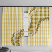 Yellow Hawaii Palaka Window Curtain Hawaiian Honohono Lei