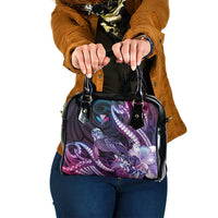 Hawaiian Monk Seal Shoulder Handbag Kakau Tribal Pattern Violet Gradient