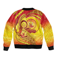 Vanuatu 45 Yia Indipendens Anivesari Bomber Jacket Tamtam Drum With Boar Tusk - Polynesian Pride