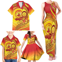 Vanuatu 45 Yia Indipendens Anivesari Family Matching Tank Maxi Dress and Hawaiian Shirt Tamtam Drum With Boar Tusk LT05 - Polynesian Pride