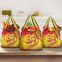 Vanuatu 46 Yia Indipendens Anivesari Grocery Bag Tamtam Drum With Boar Tusk LT05 3-pack One Size Yellow - Polynesian Pride