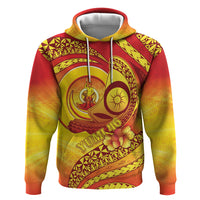 Vanuatu 46 Yia Indipendens Anivesari Hoodie Tamtam Drum With Boar Tusk LT05 Pullover Hoodie Yellow - Polynesian Pride