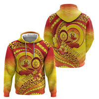 Vanuatu 46 Yia Indipendens Anivesari Hoodie Tamtam Drum With Boar Tusk LT05 Zip Hoodie Yellow - Polynesian Pride