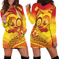 Vanuatu 46 Yia Indipendens Anivesari Hoodie Dress Tamtam Drum With Boar Tusk LT05 - Polynesian Pride