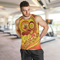 Vanuatu 46 Yia Indipendens Anivesari Men Tank Top Tamtam Drum With Boar Tusk LT05 Yellow - Polynesian Pride
