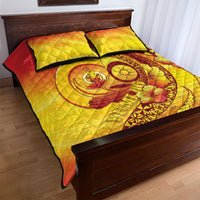 Vanuatu 46 Yia Indipendens Anivesari Quilt Bed Set Tamtam Drum With Boar Tusk LT05 - Polynesian Pride