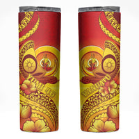 Vanuatu 46 Yia Indipendens Anivesari Skinny Tumbler Tamtam Drum With Boar Tusk LT05 Yellow - Polynesian Pride