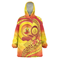 Vanuatu 46 Yia Indipendens Anivesari Wearable Blanket Hoodie Tamtam Drum With Boar Tusk LT05 One Size Yellow - Polynesian Pride